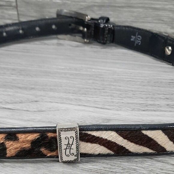 Vintage Brighton Leather and Pony Hair Animal Print Belt Sz M-30 main image 4